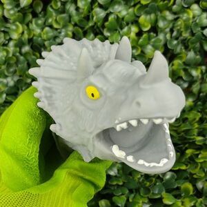 Triceratops Dinosaur Squishy Toy Figure Squeezable Dino Squish Squeeze Sand Gray